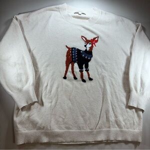 LOFT Cream Sweater with Festive Deer Design.